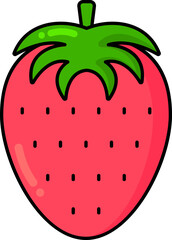 Sticker - Red Strawberry Icon In Flat Style.