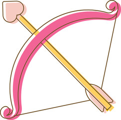 Canvas Print - Flat Style Cupid Bow Icon In Yellow And Pink Color.