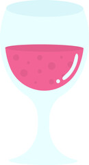 Wall Mural - Isolated Wine Glass Flat Icon In Pink And Blue Color.