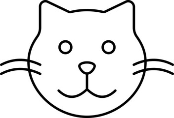 Canvas Print - Cute Cat Face  Icon In Black Linear Style.