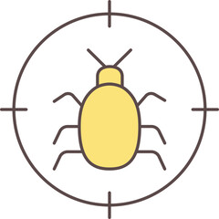 Poster - Illustration Of Target Bug Icon In Yellow Color.