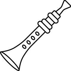 Sticker - Isolated Clarinet Icon In Black Outline.