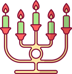 Sticker - Burning Candelabra Colorful Icon In Flat Style.