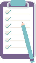 Sticker - Check Document Clipboard With Pen Blue An Purple Icon.