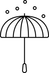 Wall Mural - Snowfall On Umbrella Icon In Black Line Art.