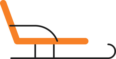 Sticker - Flat Style Sleigh Icon In Orange And Black Color.