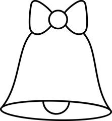 Poster - Bow Ribbon With Bell Icon In Black Linear Style.