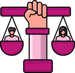 Canvas Print - Gender Equality, Hand Balance Scale Icon In Pink Color.