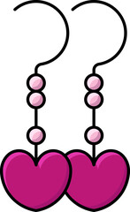 Sticker - Isolated Heart Hanging Earrings Icon In Flat Style.