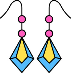 Sticker - Flat Illustration Of Hanging Earrings Colorful Icon.