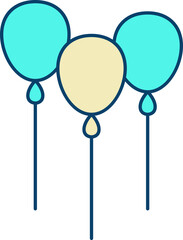 Poster - Turquoise And Yellow Fly Balloons Icon.