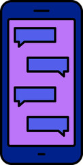 Sticker - Online Chat Form Smartphone Icon In Blue And Purple Color.