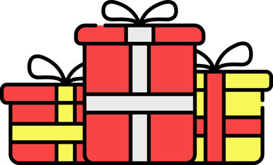 Poster - Red And Yellow Illustration Of Stack Gift Box Icon.