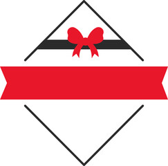 Poster - Isolated Blank Ribbon With Rhombus Frame Icon In Black And Red Color.