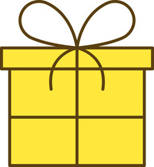 Canvas Print - Yellow And Brown Gift Box Element In Flat Style.