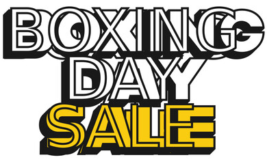 Sticker - 3D Boxing Day Sale Font In White And Yellow Color.