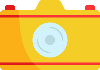 Sticker - Yellow And Red Camera Flat Icon Or Symbol.