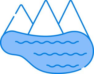 Sticker - Blue And White Illustration Of Lake Icon.