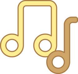 Sticker - Quaver With Treble Music Symbol Or Icon In Yellow And Brown Color.