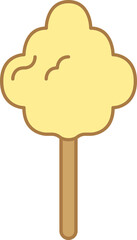 Sticker - Candy Floss Yellow And Brown Icon In Flat Style.