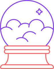 Sticker - Cloudy Crystal Ball Red And Purple Line Art Icon.