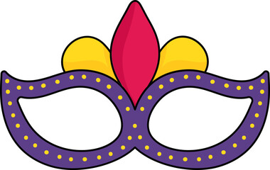 Sticker - Flat Masquerade Mask Icon In Tricolor.