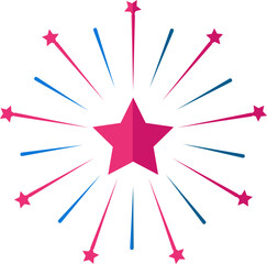 Poster - Pink And Blue Firework Icon In Flat Style.