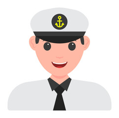 Wall Mural - Male Navy Character On White Background.