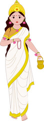 Poster - Goddess Brahmacharini Character On White Background.