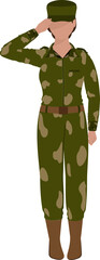 Wall Mural - Faceless Army Female Officer Saluting In Standing Pose.
