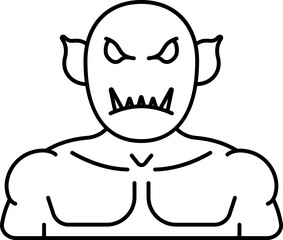 Poster - Black Thin Line Art Of Ogre Cartoon Icon.