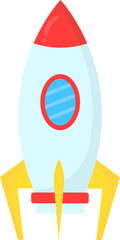 Poster - Flat Rocket Icon In Red And Yellow Color.