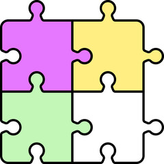 Sticker - Colorful Jigsaw Puzzle Icon In Flat Style.