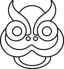 Poster - Black Linear Style Cartoon Dragon Mask Icon