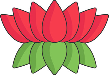 Poster - Blooming Red Lotus Flower Icon In Flat Style.