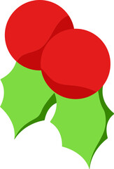 Sticker - Isolated Holly Berry Leaves Icon In Green And Red Color.