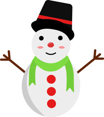 Sticker - Isolated Colorful Snowman Icon In Flat Style.