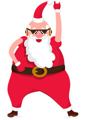 Poster - Cool Santa Clause wearing Black Goggles, Happy and Dancing.