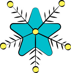 Canvas Print - Isolated Blue And Yellow Color Snowflake Icon.