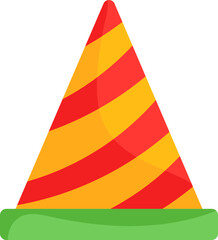 Canvas Print - Isolated Yellow And Red Colour Party Hat Icon In Flat Style.