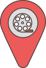 Wall Mural - Cinema Map Marker Icon In Red And Gray Color.