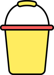 Poster - Flat Bucket Icon In Red And Yellow Color.