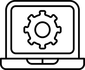 Wall Mural - Laptop Setting Icon Or Symbol In Line Art.