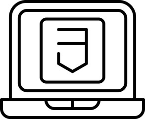 Sticker - Css Symbol In Laptop Screen Black Line Art Icon.