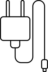 Poster - black thin line art of usb charger icon.