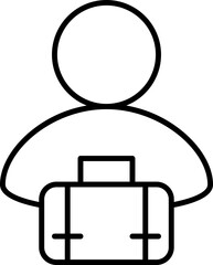 Sticker - Cartoon Man With Bag Icon In Line Art.