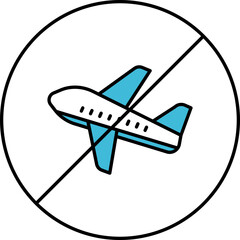 Poster - White And Blue Stop Flight Icon Or Symbol.