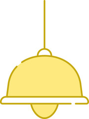 Sticker - Isolated Pendant Bowler Lamp Icon In Yellow Color.