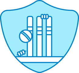 Sticker - Isolated Shield With Stump, Ball & Bails Icon In Flat Style.