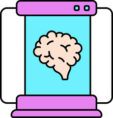 Canvas Print - Flat Illustration Of Brain Container Colorful Icon.